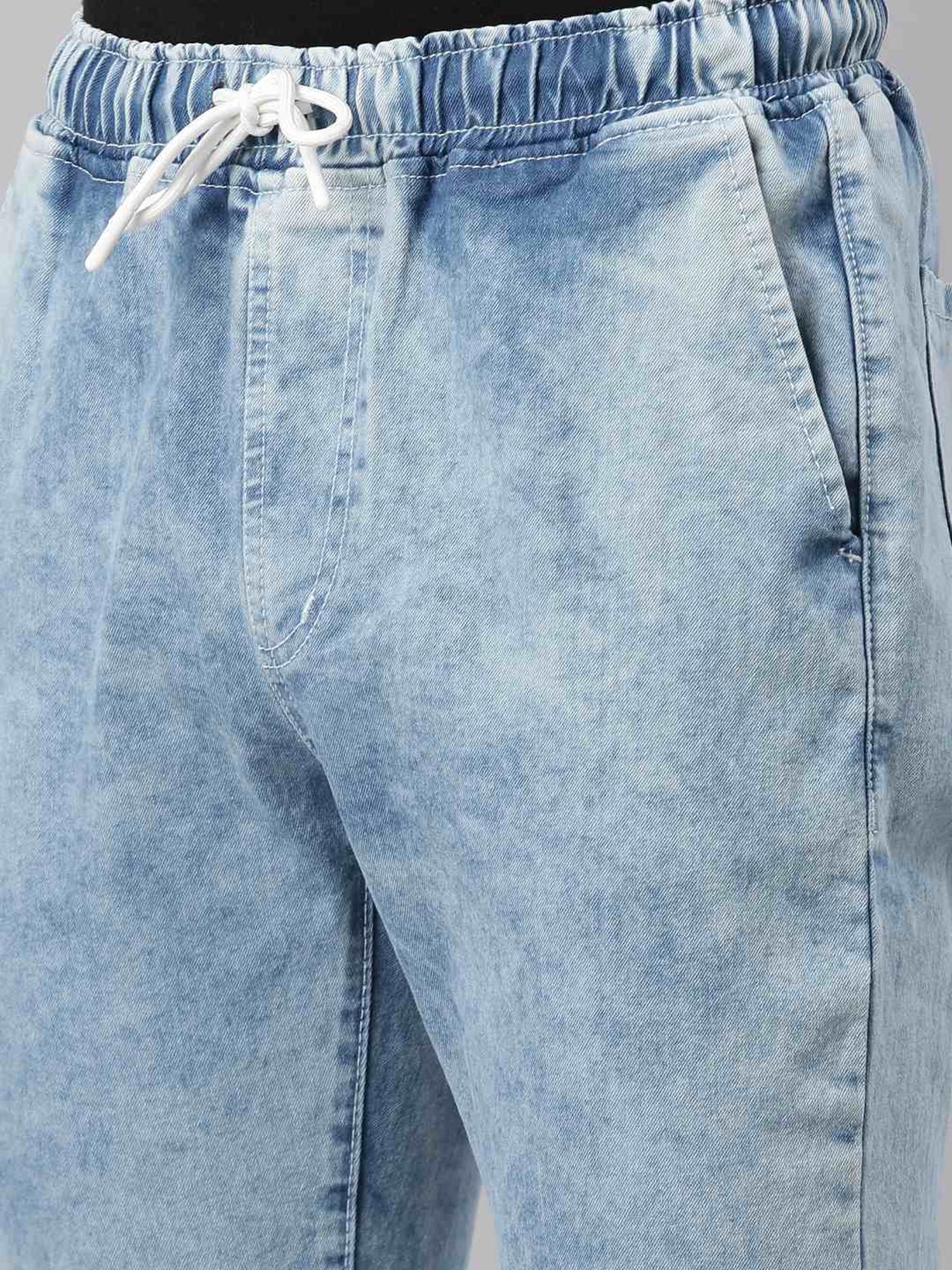 CINOCCI Light Blue Cotton Slim Fit Jogger Jeans