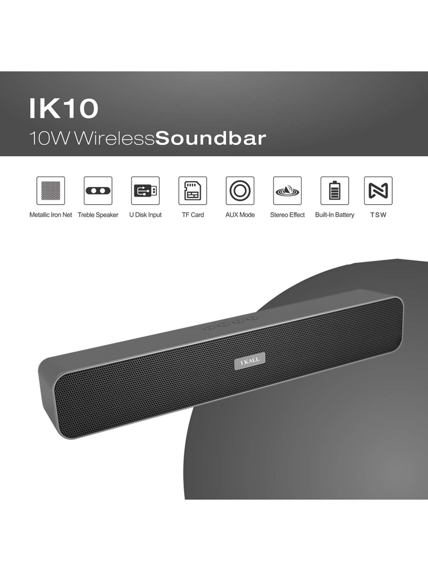 Portronics Decibel 24 | 10W Bluetooth Soundbar Speaker With In Built Mic (Black)