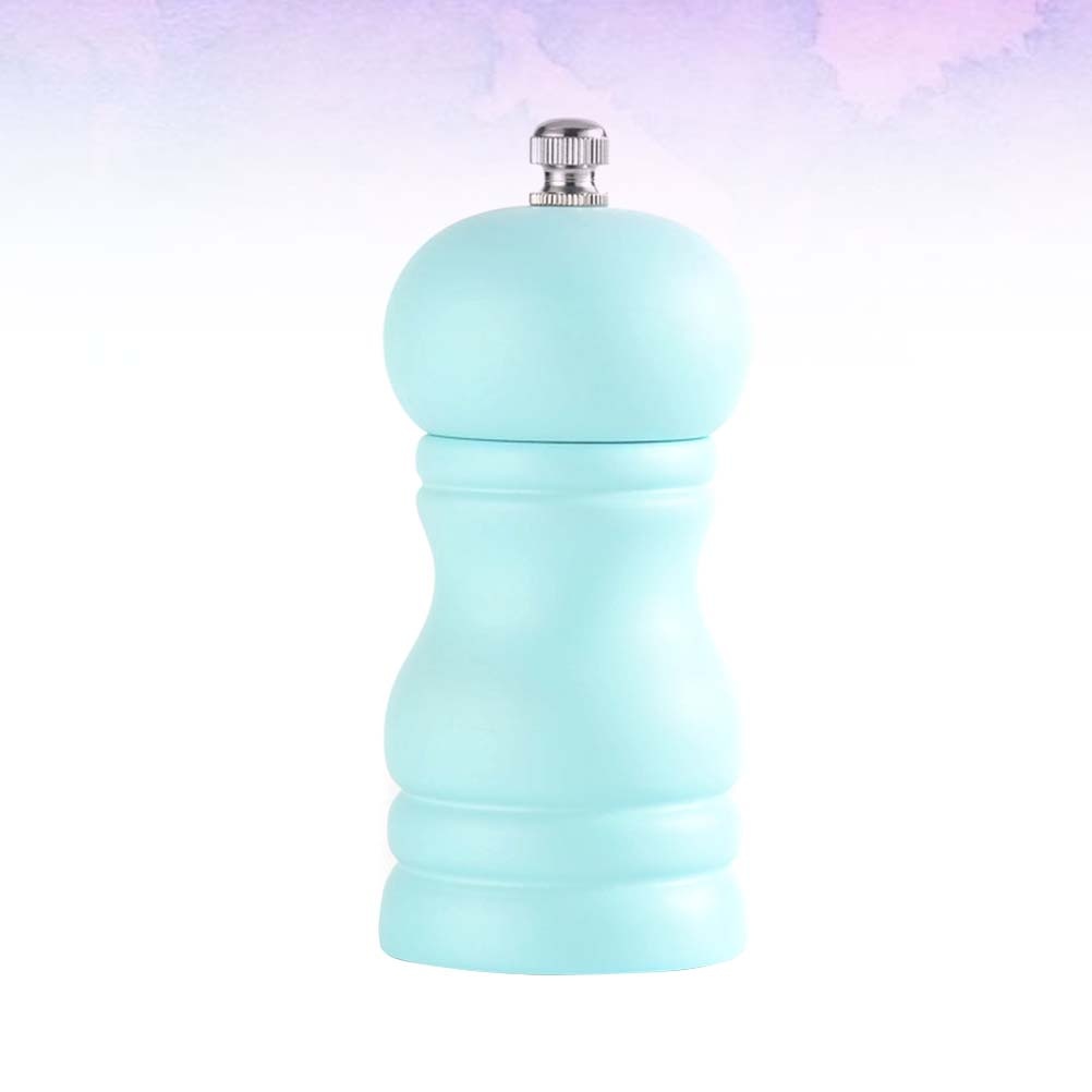 1pc Manual Wooden Pepper Grinder Household Ceramic Core Pepper Mill Salt Container Kitchen Gadget for Home (Blue)