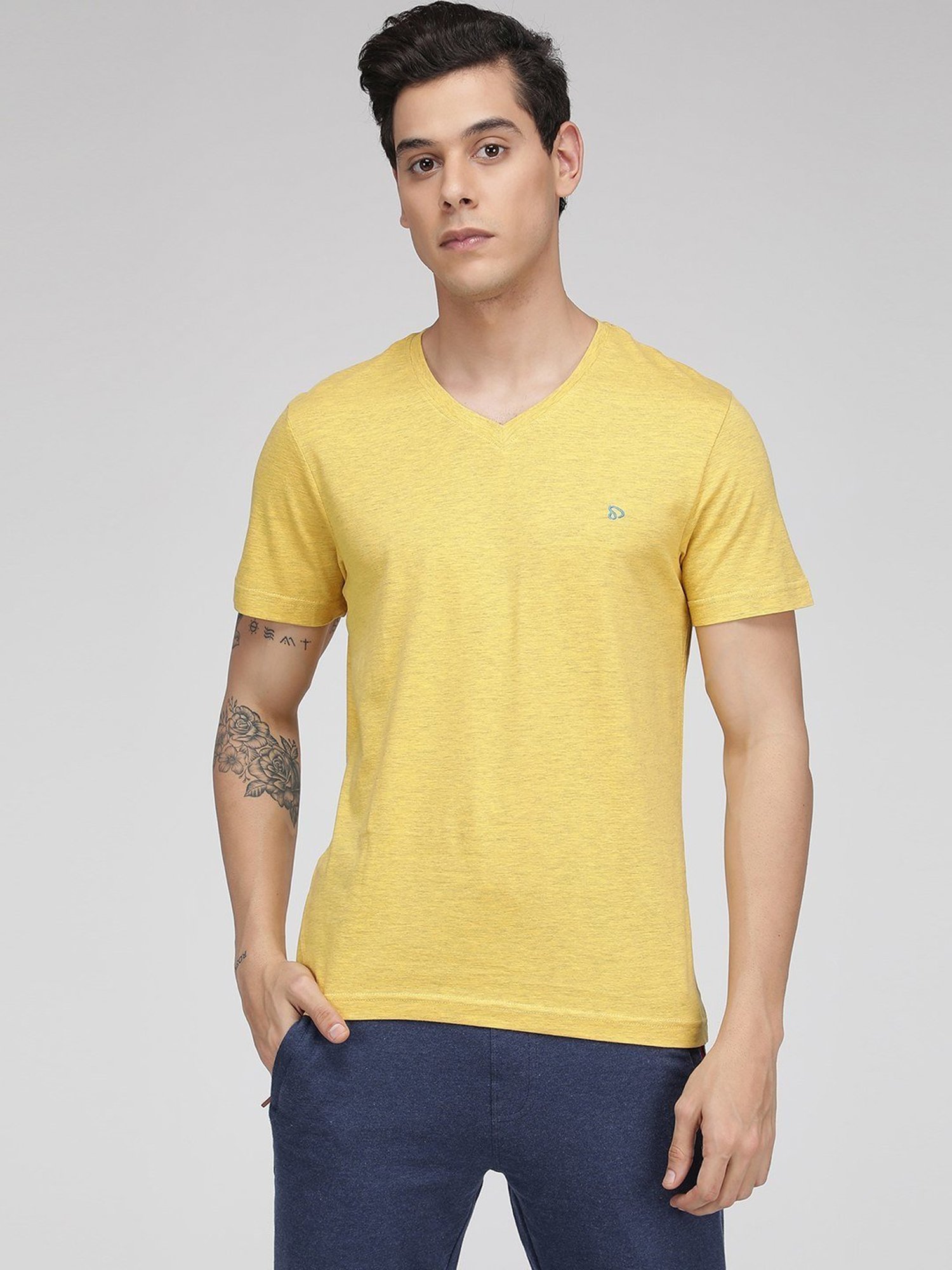 Sporto Yellow Regular Fit T-Shirt