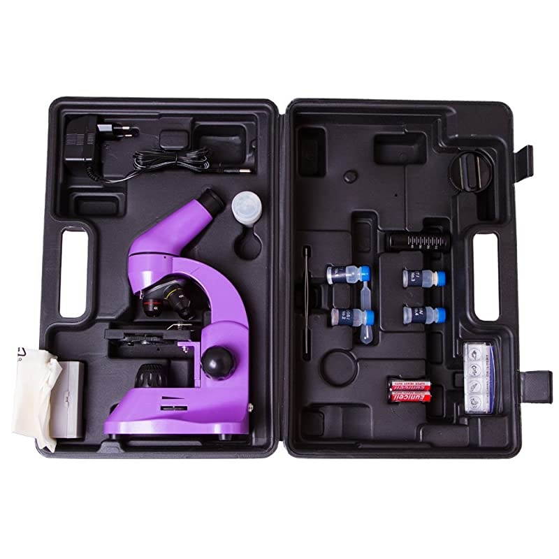 Rainbow 50L Amethyst Lightweight Student Microscope (40-800x) with Experiment Kit and Storage Case