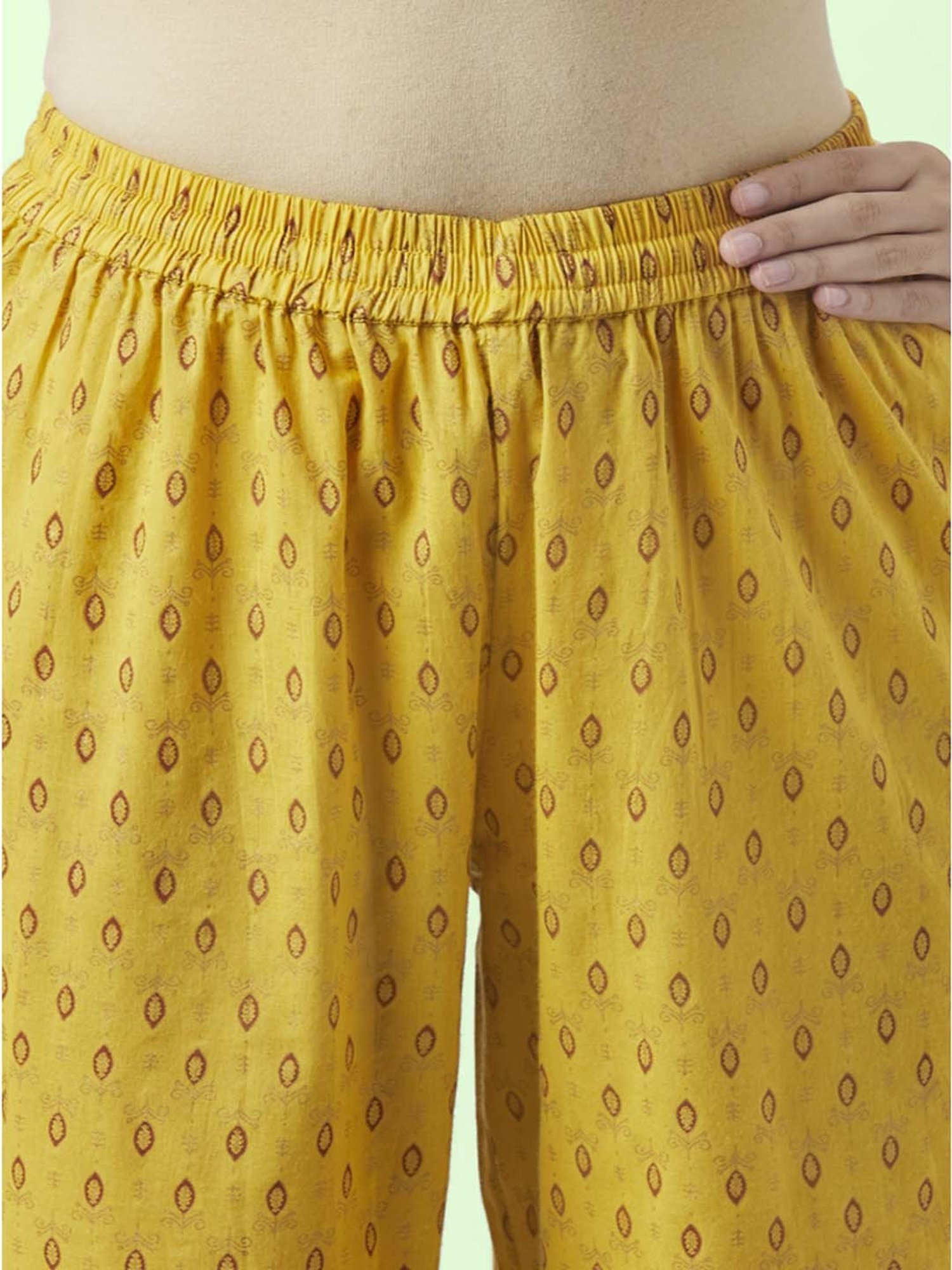 Rangmanch by Pantaloons Yellow Cotton Floral Print Kurta Palazzo Set