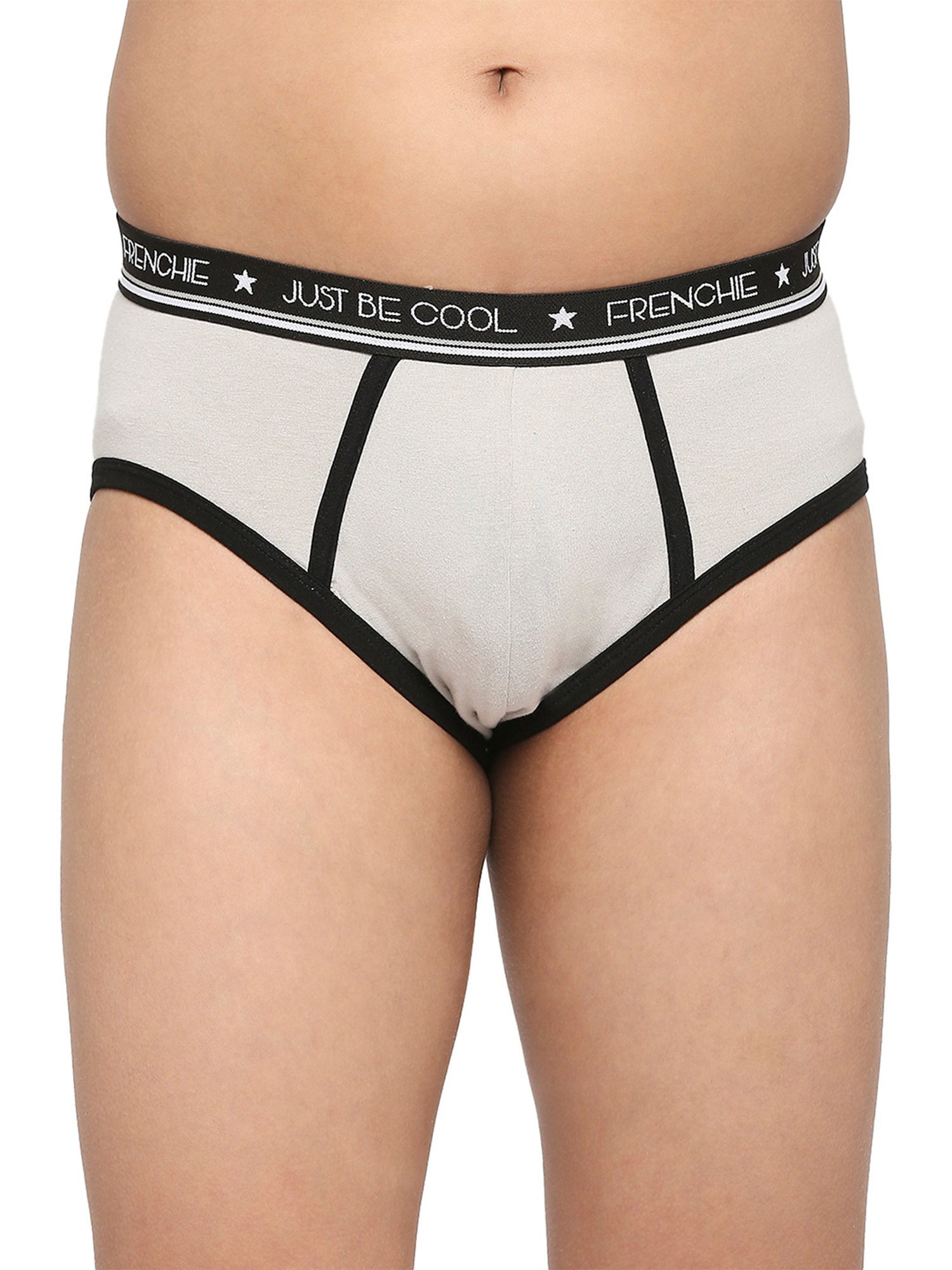 Frenchie Kids Peach & Grey Solid Briefs (Pack Of 2)
