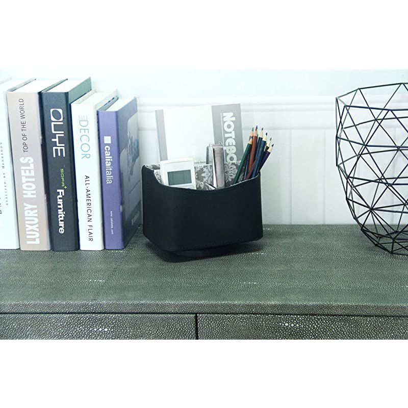 Spinning Remote Control Holder Remote Controller Holder Remote Caddy Media Storage Organizer Spinning Remote Control Organizer 73X 55 x 6 inches Nice Black PU Leather