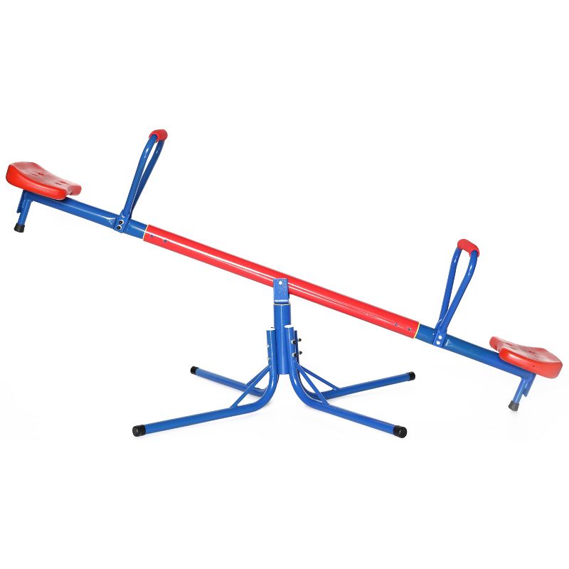 PLAYBERG Outdoor Red and Blue Metal Rotating Seesaw