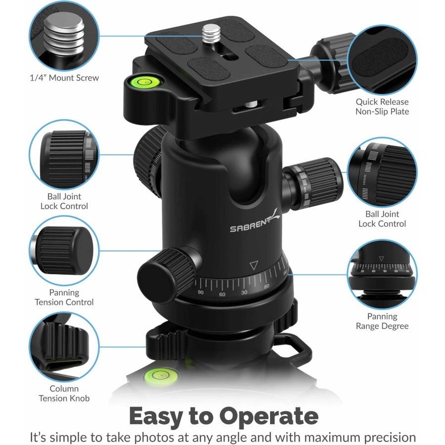 Sabrent Aluminum Flip Lock Tripod FA-257+QE-0 (TP-AL65-Vi)