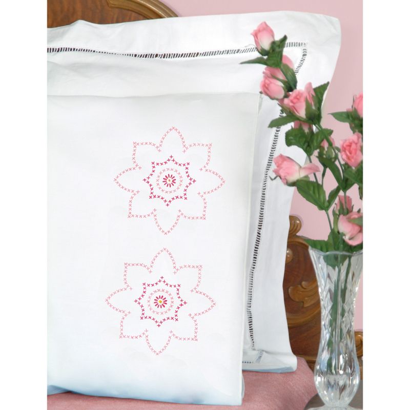 Jack Dempsey Stamped Pillowcase W/White Perle Edge 2/Pkg-Classic
