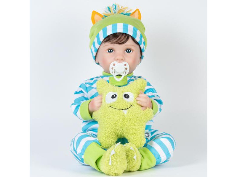 Paradise Galleries Reborn Toddler Boy - Cuddle Monster, Magnetic Mouth - 21 inch in SoftTouch Vinyl, 7-Piece Doll Gift Set