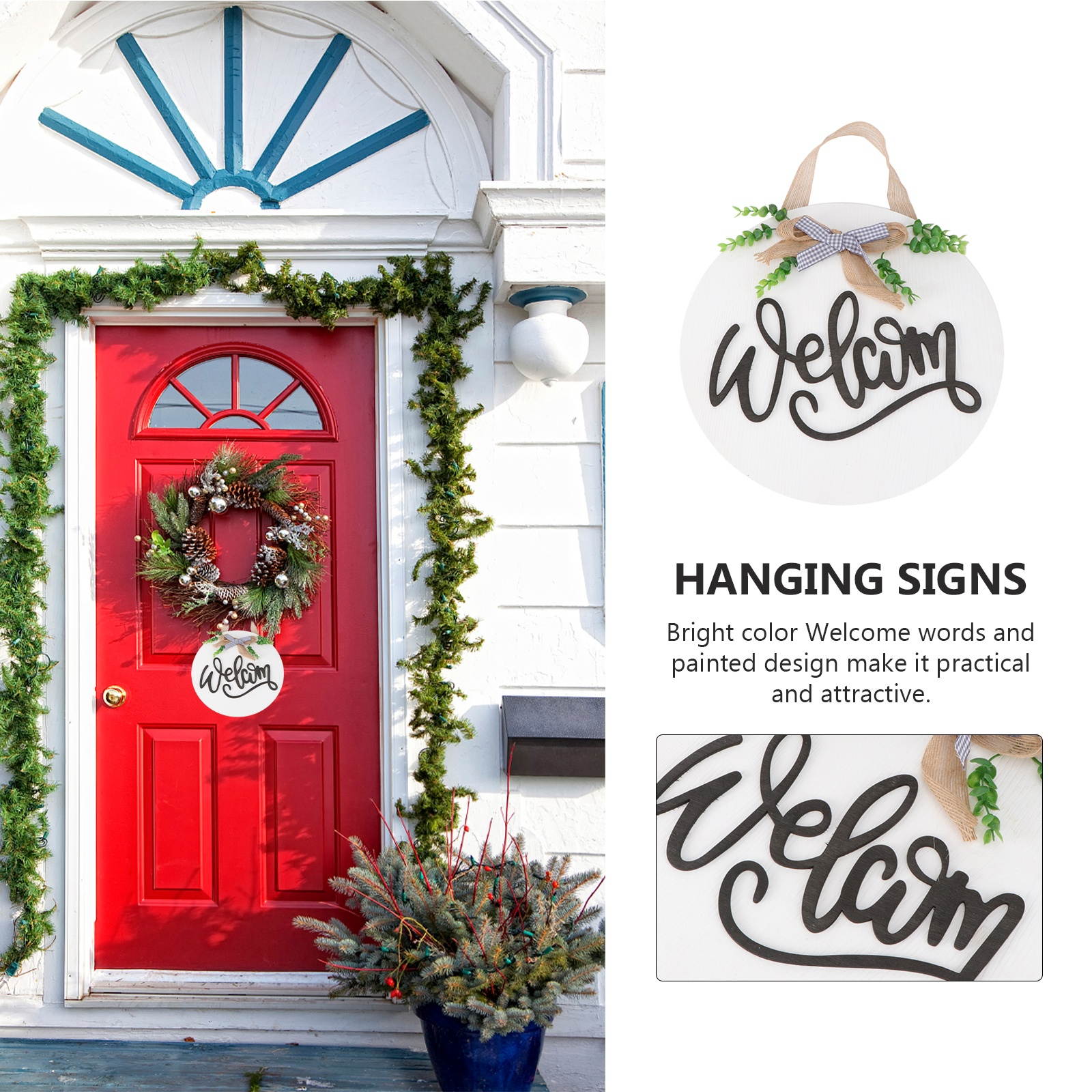 Creative Xmas Hanging Board Welcome Design Door Plate Wall Sign Door Hanging Tag