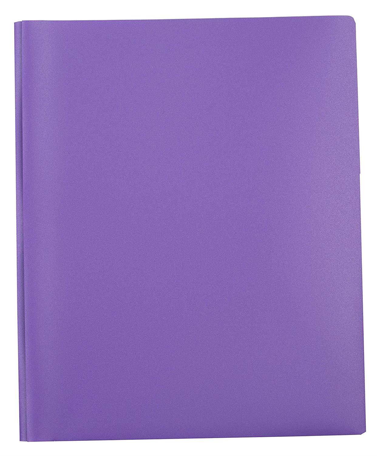 2 Pocket Plastic folders with 3 Prong Fasteners (Pack of 3) (Purple)