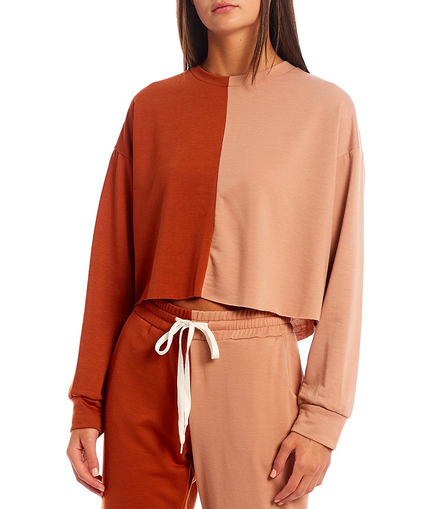 Honey & Sparkle Coordinating Colorblock Long Sleeve Cropped Pullover
