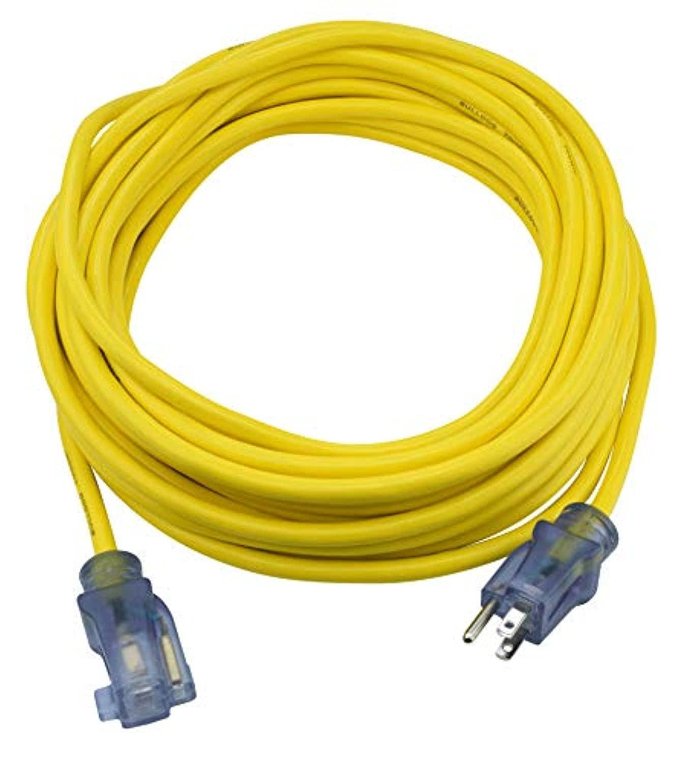 prime wire & cable lt511730 50foot 14/3 sjtow bulldog tough extension cord with primelight indicator light, yellow