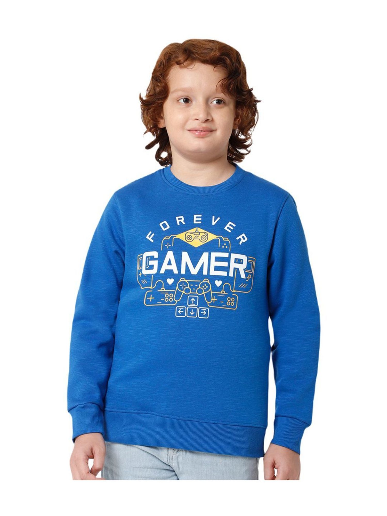 Proteens Kids Royal Blue Printed Full Sleeves Sweatshirt