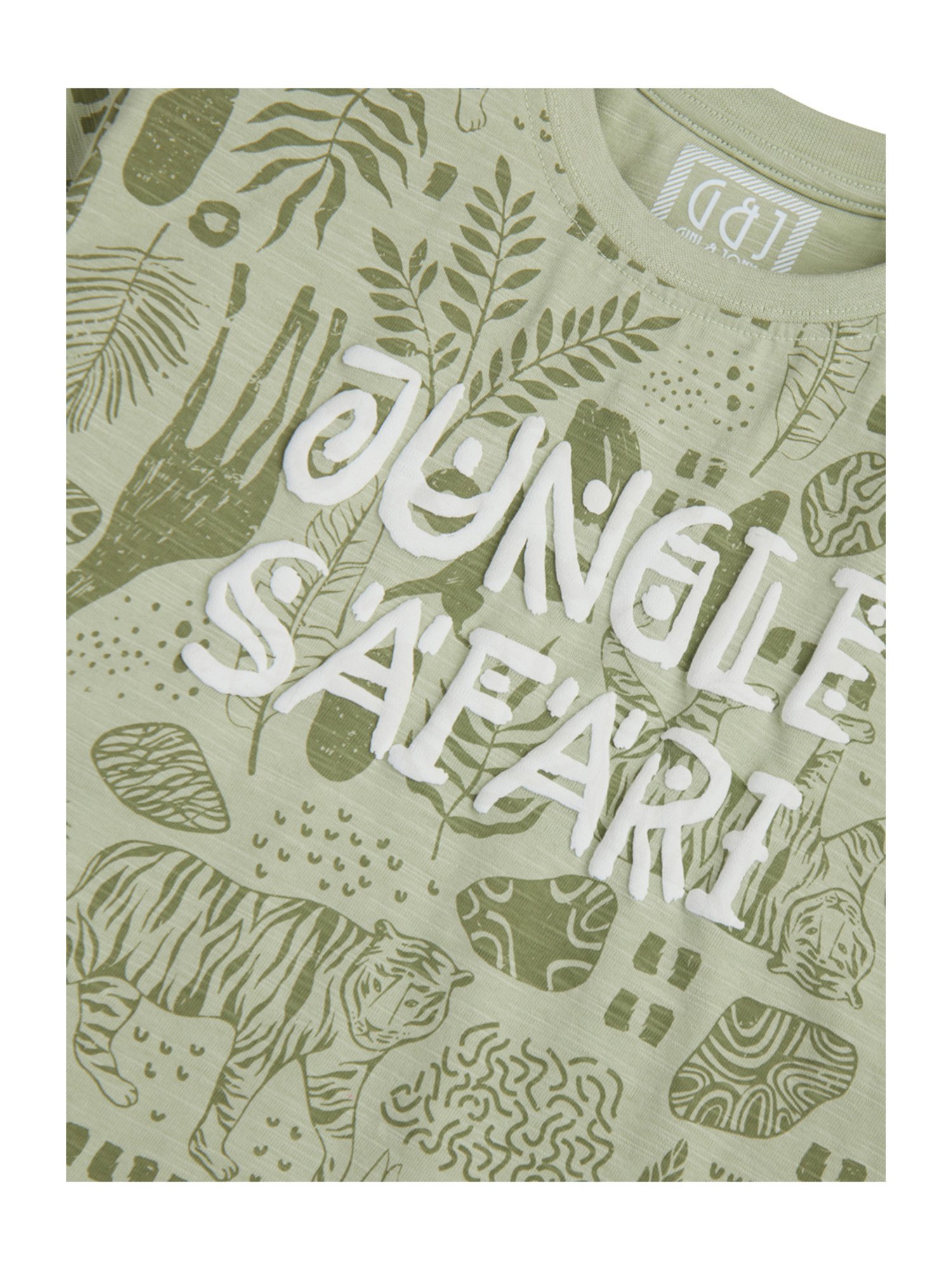 Gini & Jony Boys Sage Green Printed T-Shirt
