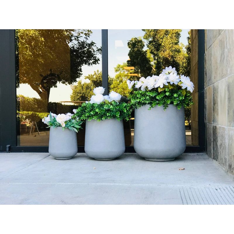 Kante Set of 3 Lightweight Footed Tulip Outdoor Planter - Rosemead Home & Garden, Inc