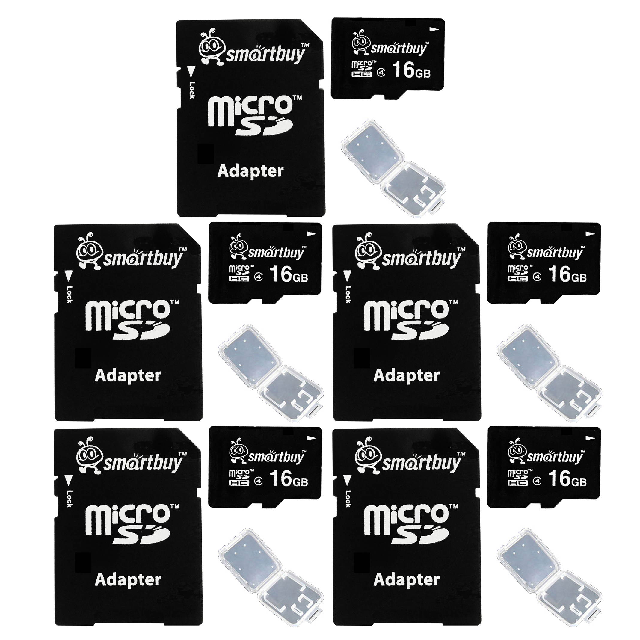 Smartbuy Micro SDHC Class 4 TF Flash Memory Card SD HC C4 For Camera Mobile Phone Tab GPS MP3 TV + Adapter + Mini Case (4GB - 10 Packs)