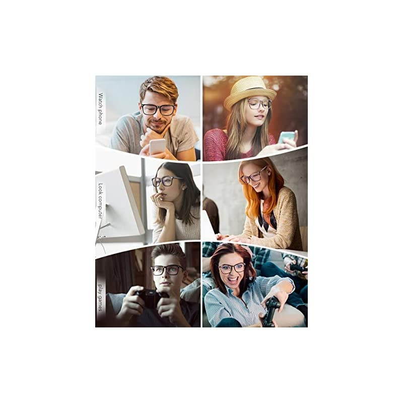 Blue Light Blocking Glasses Anti Eye Strain Headache Sleep BetterComputer Reading Glasses UV400 Transparent Lens Matte Black Frame + Flower Frame 2 PACK 53