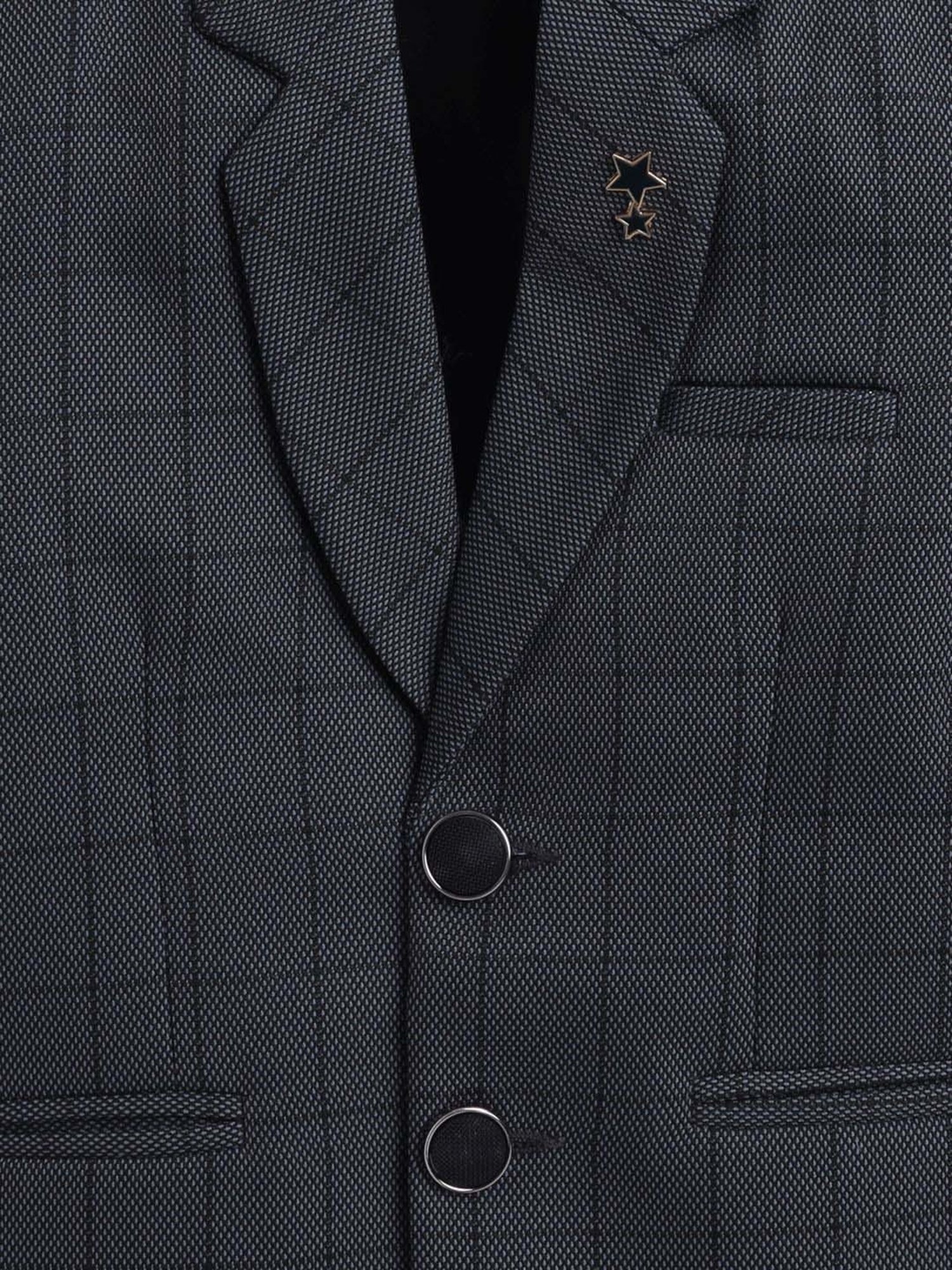 Fourfolds Boys Grey Checks Full Sleeves Blazer