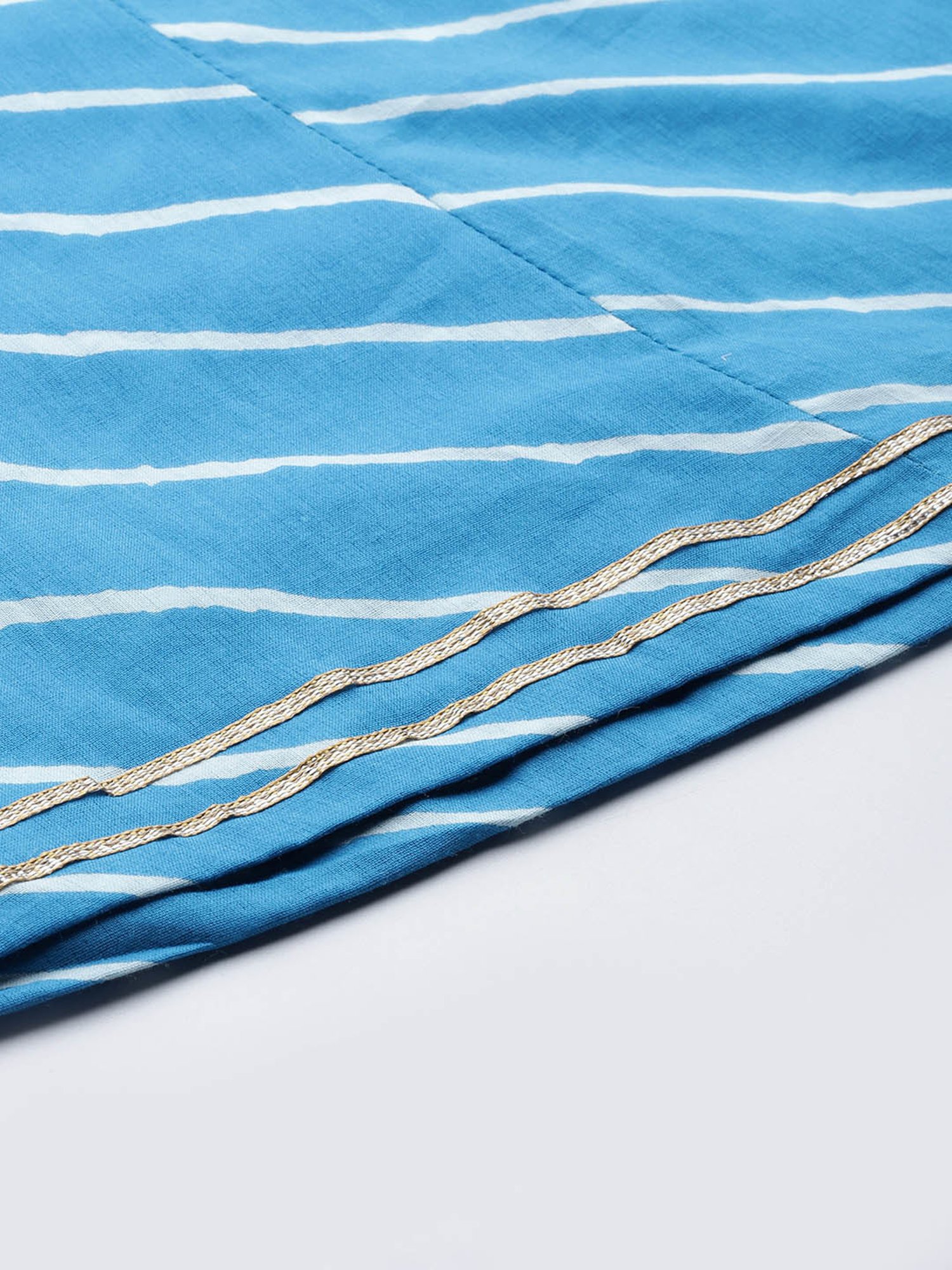 Prakrti White & Blue Cotton Embroidered Kurta & Palazzo Set