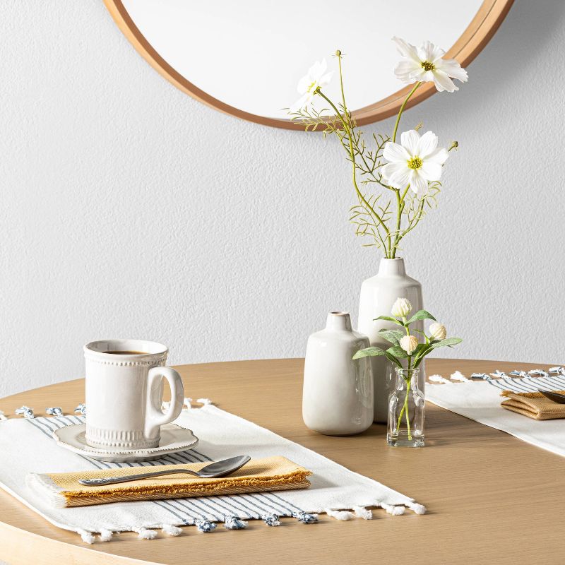 Knotted Fringe Stripe Placemat Sour Cream/Blue - Hearth & Hand™ with Magnolia