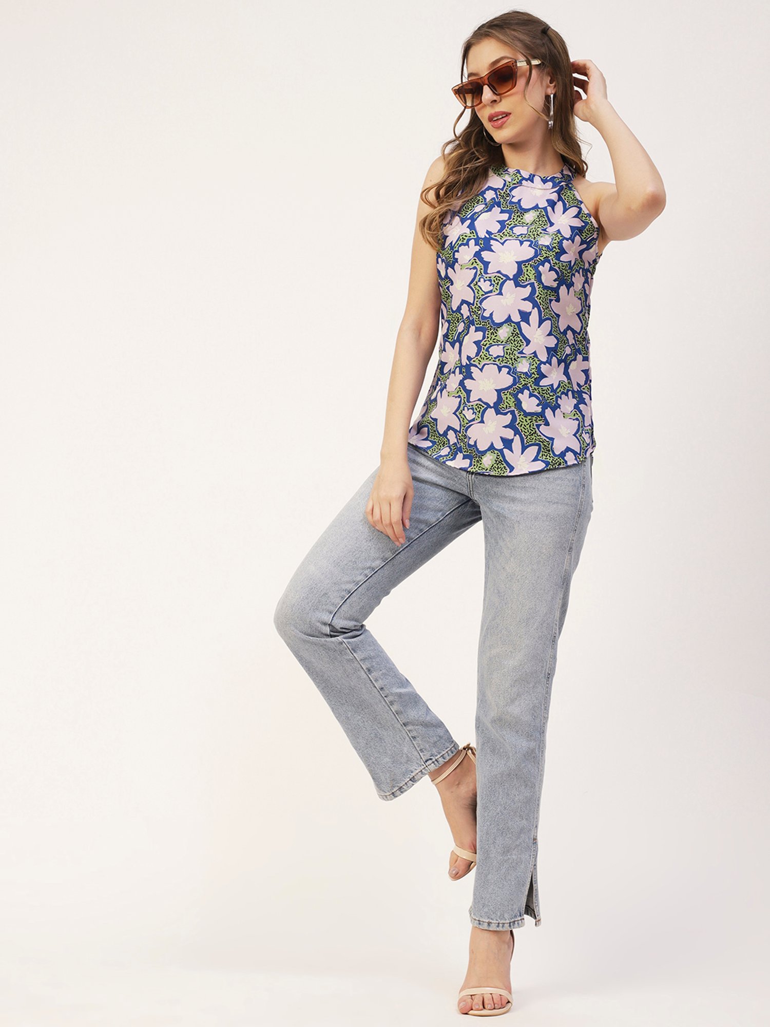 Moomaya Multicolor Floral Print Top