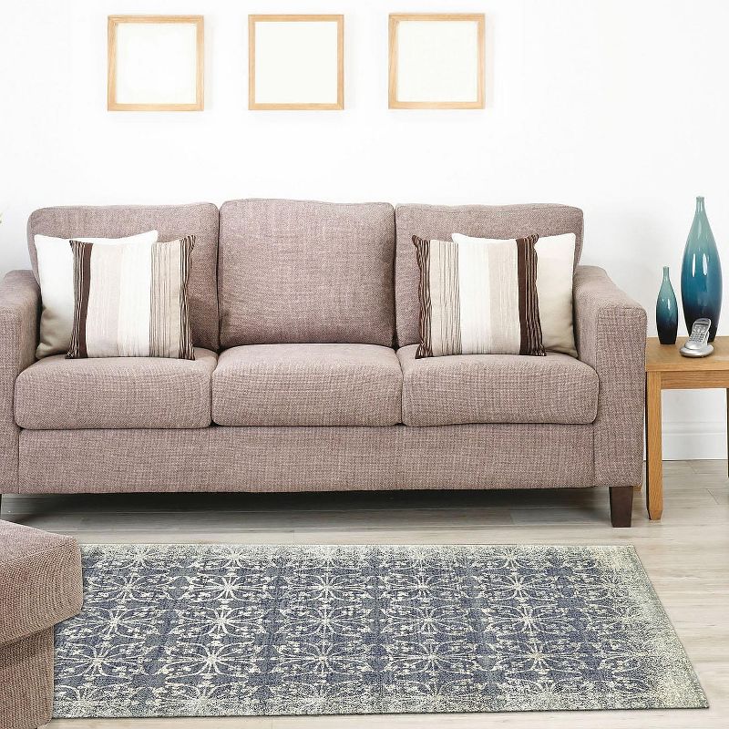 1'9"x2'10" Rectangle Loomed Lace Viscose Area Rug Gray - Feizy