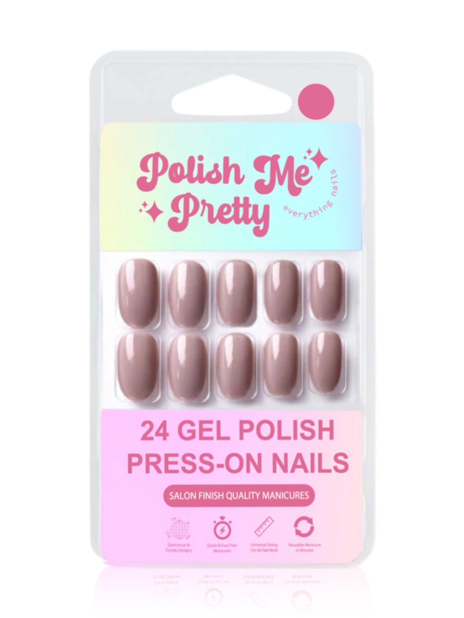 Polish Me Pretty Gel Polish Press-On Nails Warm Stone - Set of 24