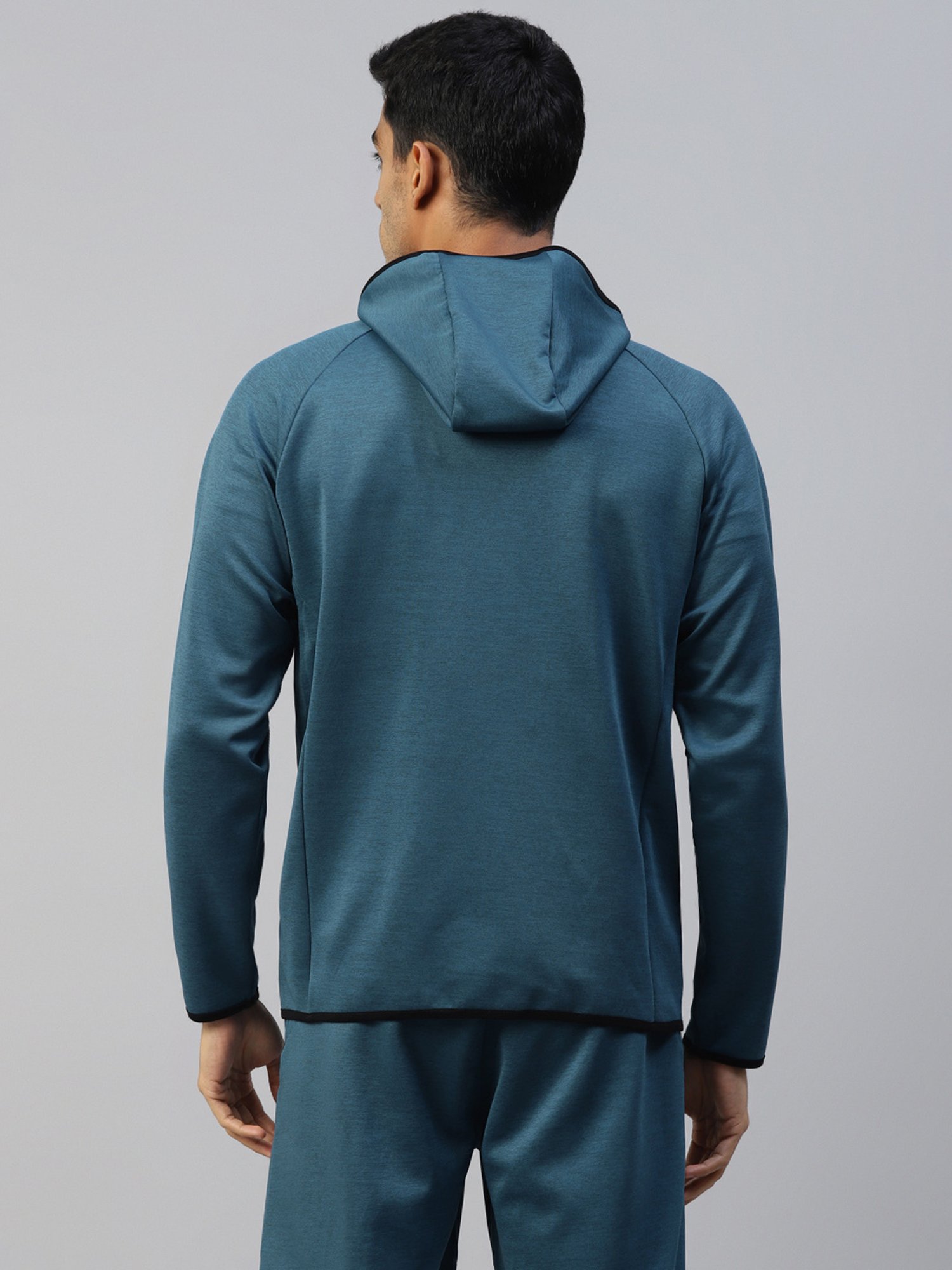 Slowave Teal Regular Fit Sports Hooded Jacket