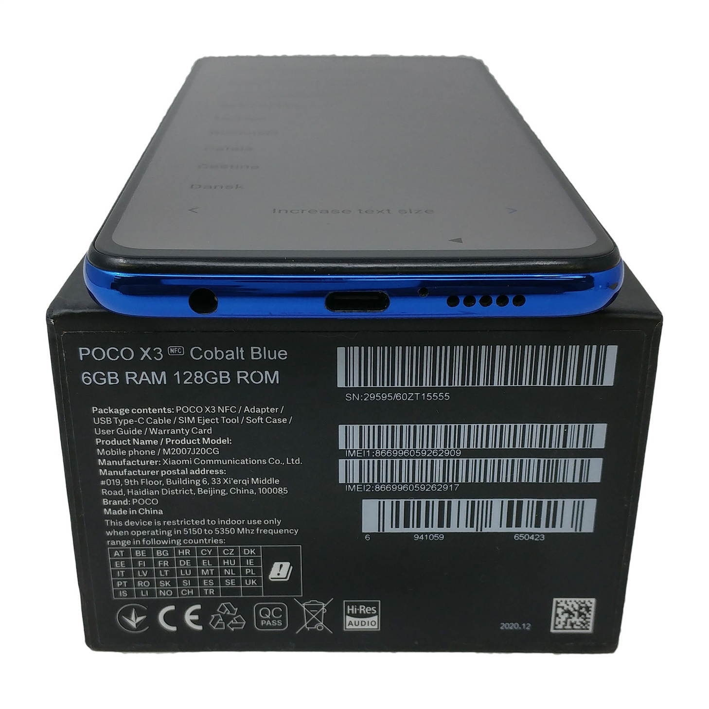 MINT Xiaomi Poco X3 128GB GSM Factory Unlocked 4G LTE 6.67 in DotDisplay 6GB RAM Quad Camera Smartphone - Cobalt Blue - International Version