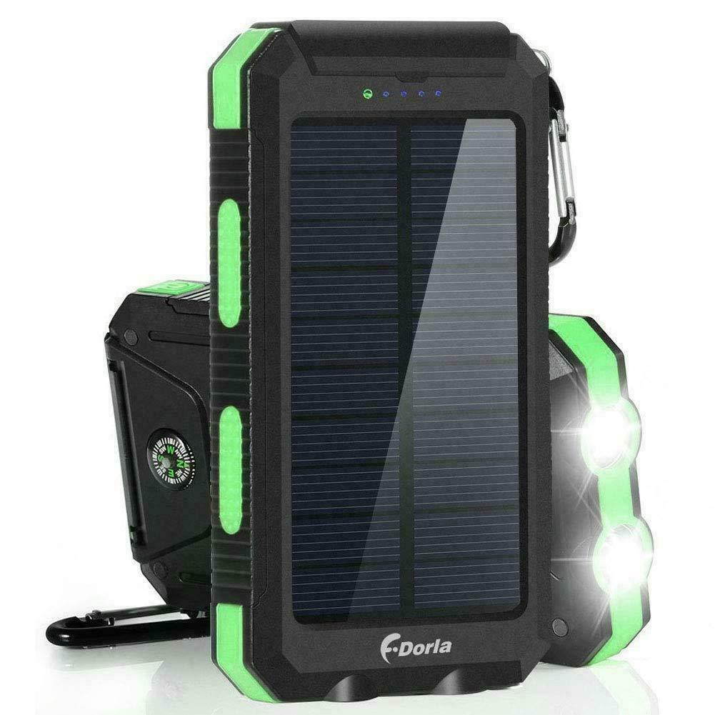 Waterproof 500000mAh Power Bank Solar External Battery Charger for Cell Phone US