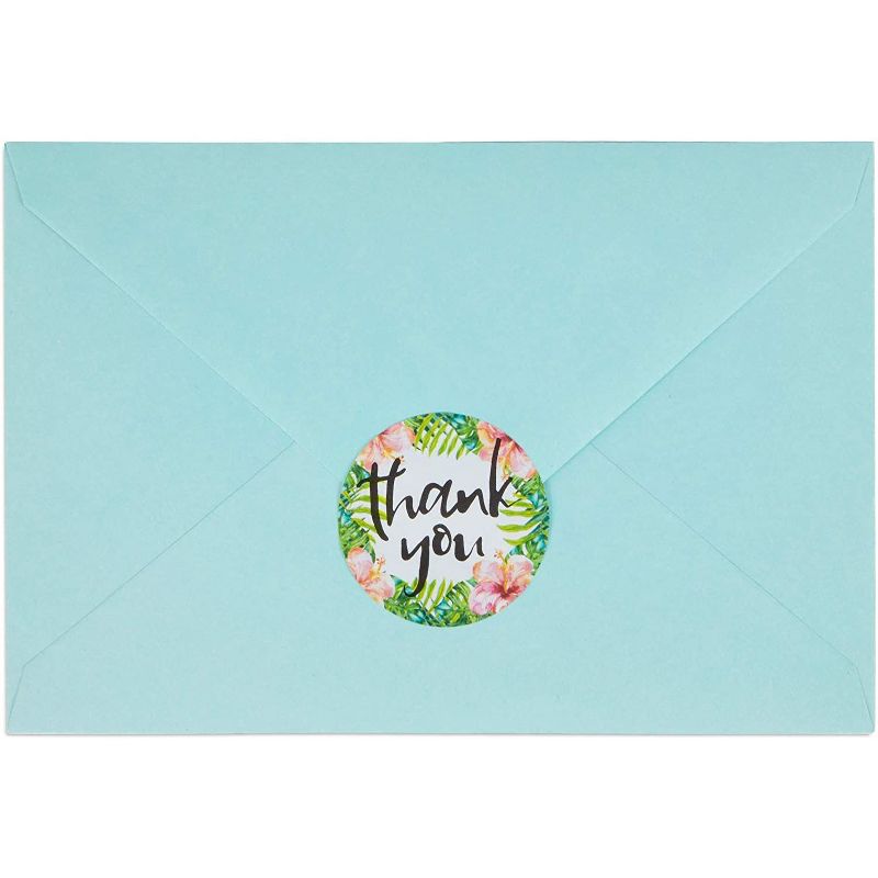 Pipilo Press 1000-Pack Thank You Stickers Roll with Assorted Tropical Leaves Designs (1.5 Inches)