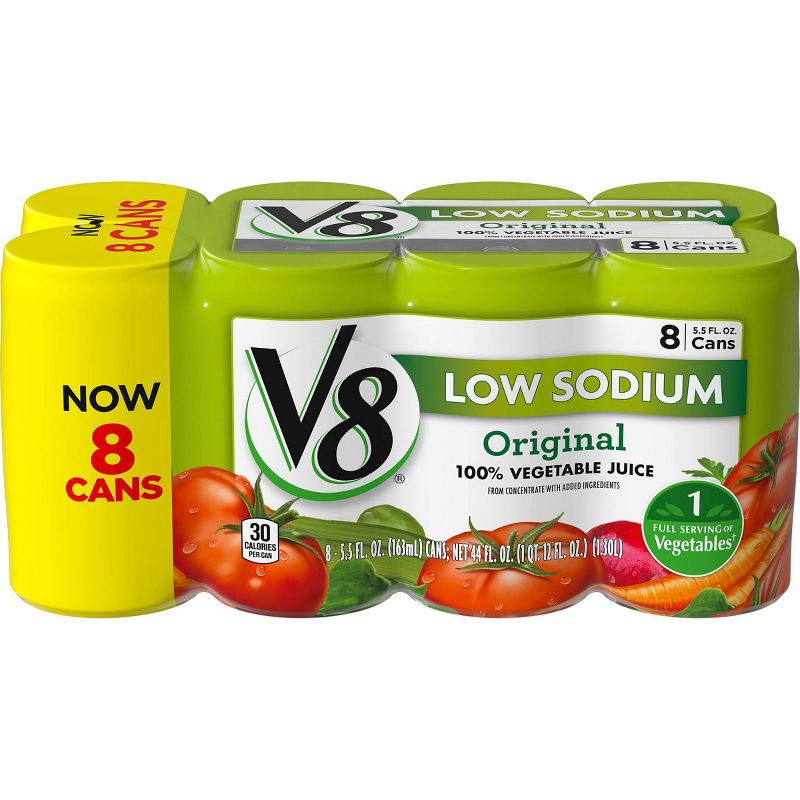 V8 Original Low Sodium 100% Vegetable Juice - 8pk/5.5 fl oz Cans