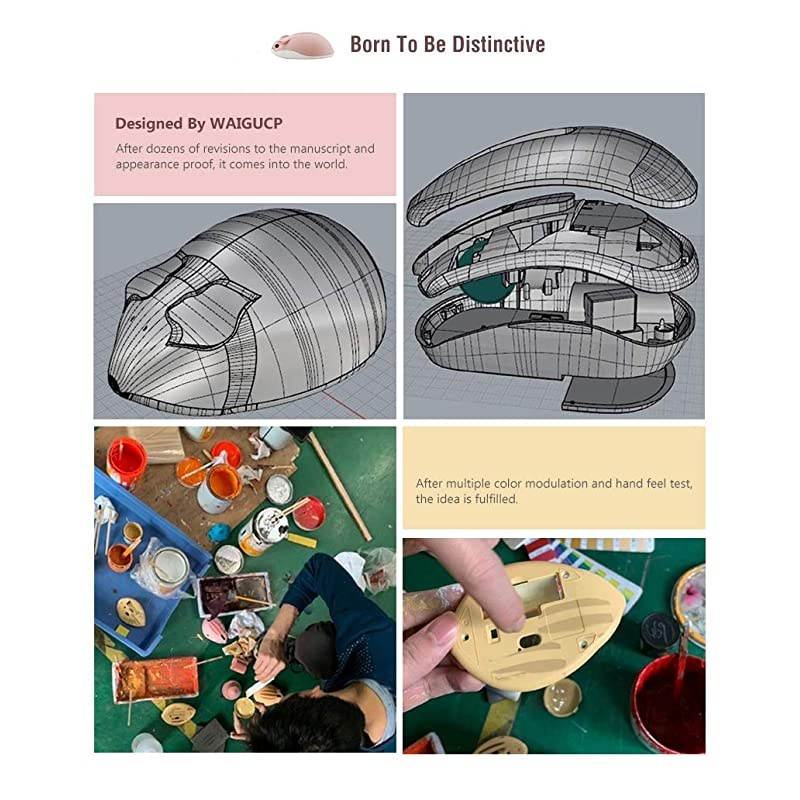 Wireless Mouse Cute Hamster Shape Less Noice Portable Mobile Optical 1200DPI USB Mice Cordless Mouse for PC Laptop Computer Notebook MacBook Kids Girl Gift Pink