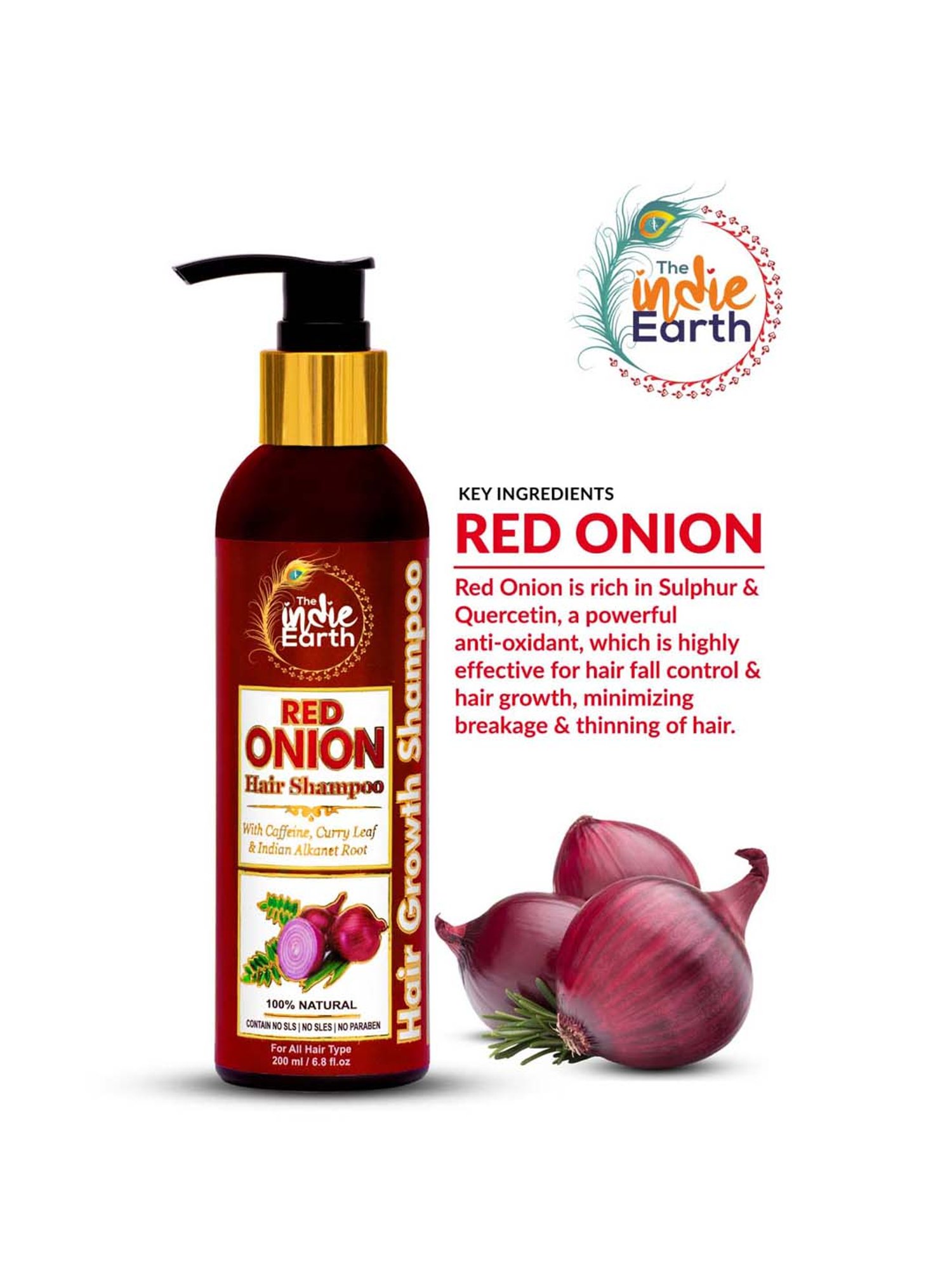 The Indie Earth Red Onion Shampoo - 200 ml