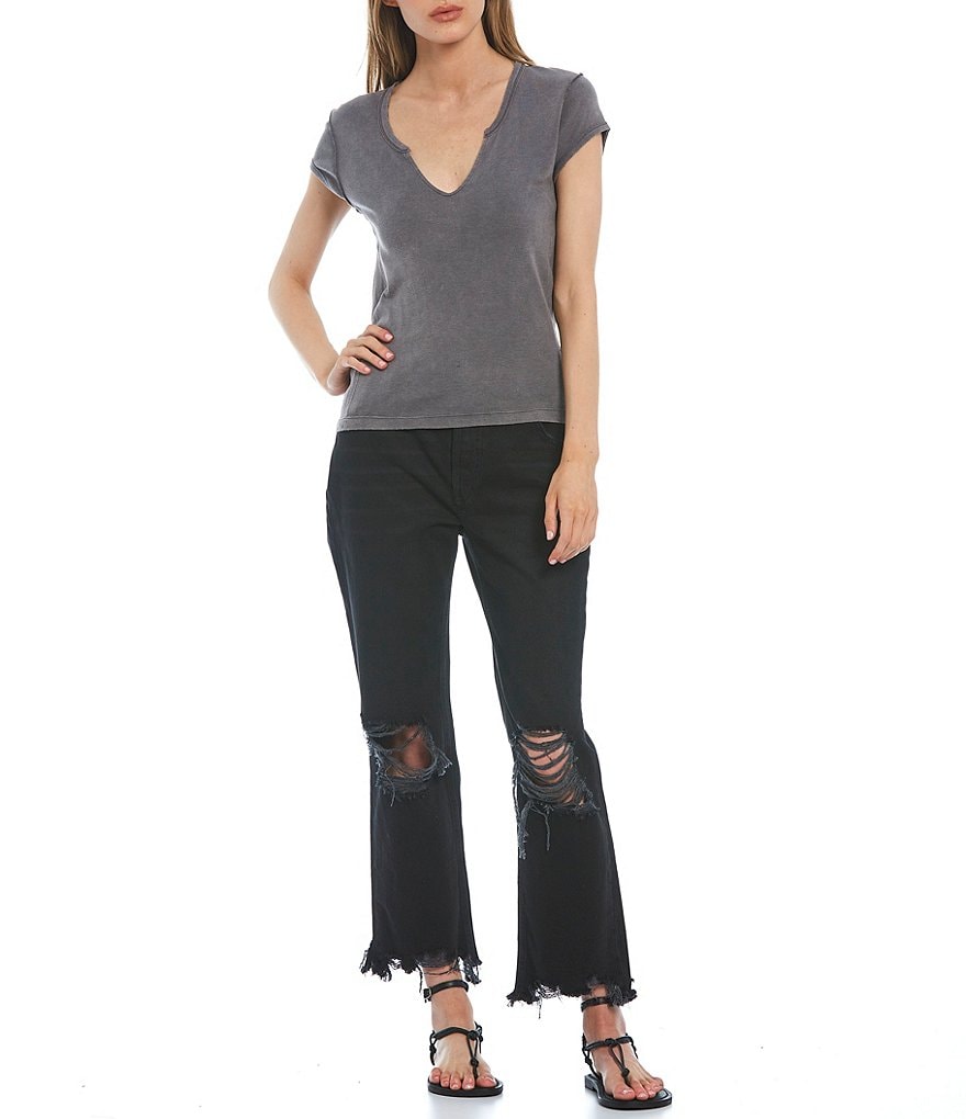 BB Dakota by Steve Madden Up to Here Puff Elbow Sleeve Mock Neck Smocked Top