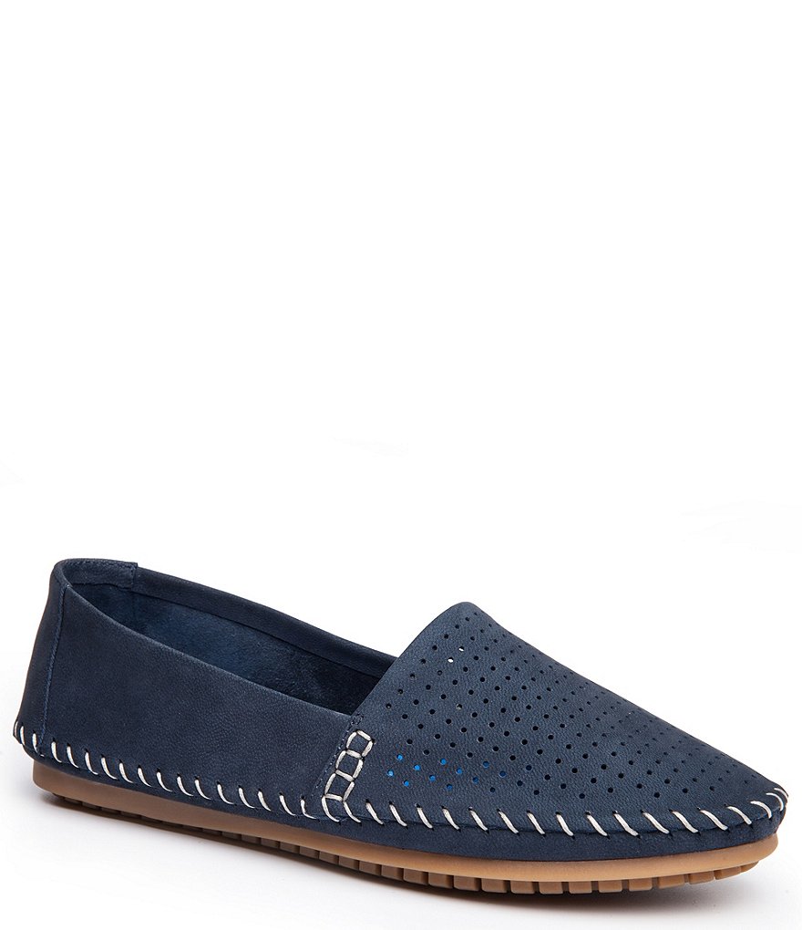 Me Too Lotus Nubuck Leather Perforated Slip-On Flats
