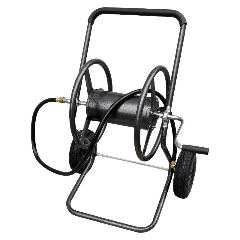 2-Wheel Steel Hose Reel Cart 200ft 5/8" Hose - Gray - Backyard Expressions