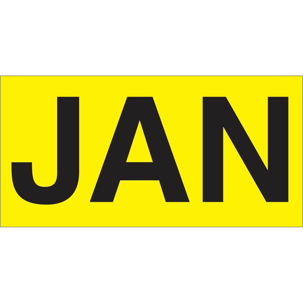 Tape Logic Months of the Year Labels "JAN" 3" x 6" Fluorescent Yellow 500/Roll