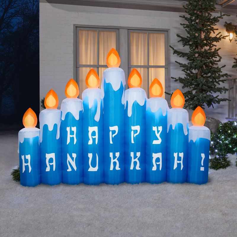 Gemmy Airblown Hanukkah Candles Scene, 6.5 ft Tall, Multicolored