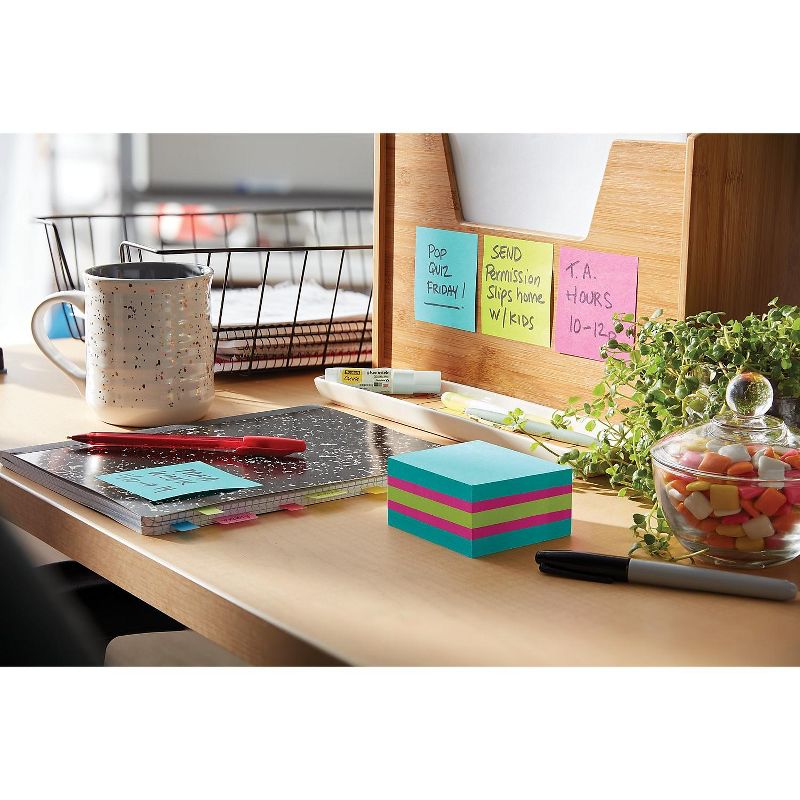Post-it Super Sticky Notes Cube, 3 x 3, Bright 2027SSAFG-3PK