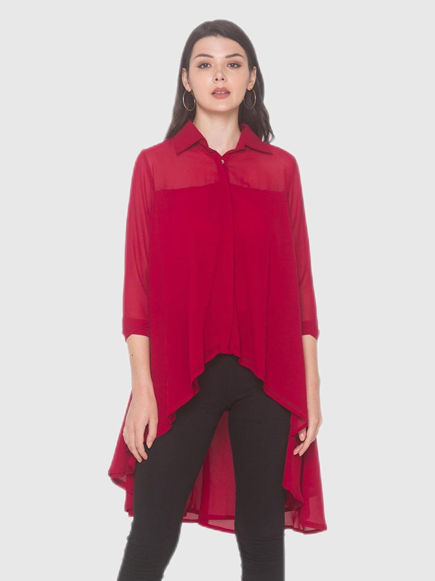 ITI Maroon Regular fit Shirts