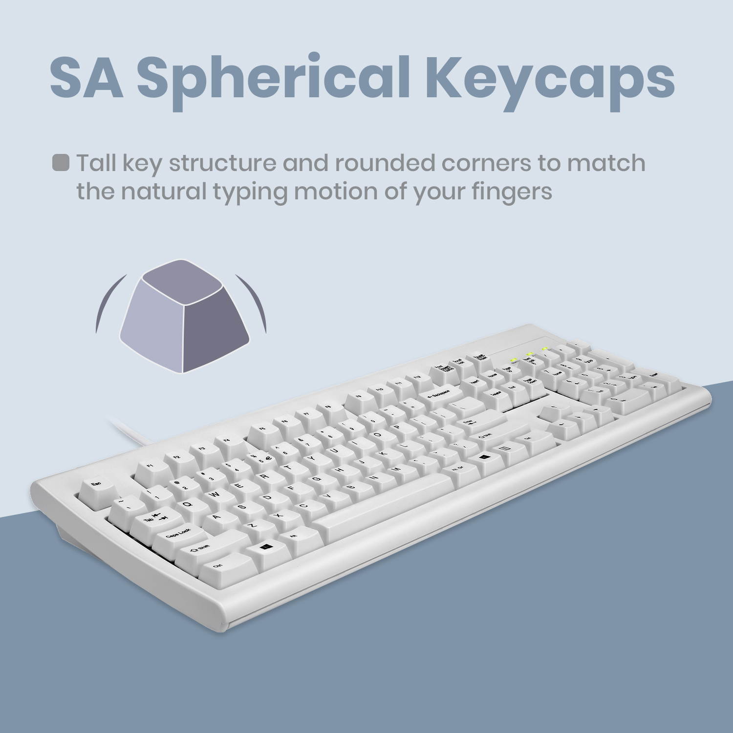 Wired PS2 Full Size Performance Keyboard - White - US English - Perixx PERIBOARD-107W