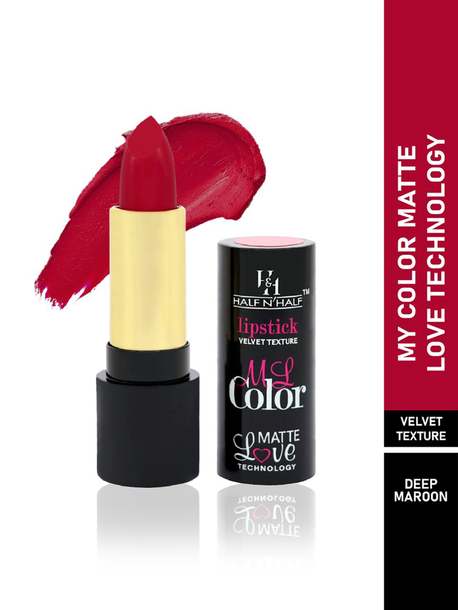 Half N Half My Color Velvet Texture Matte Lipstick Deep Maroon - 3.8 gm