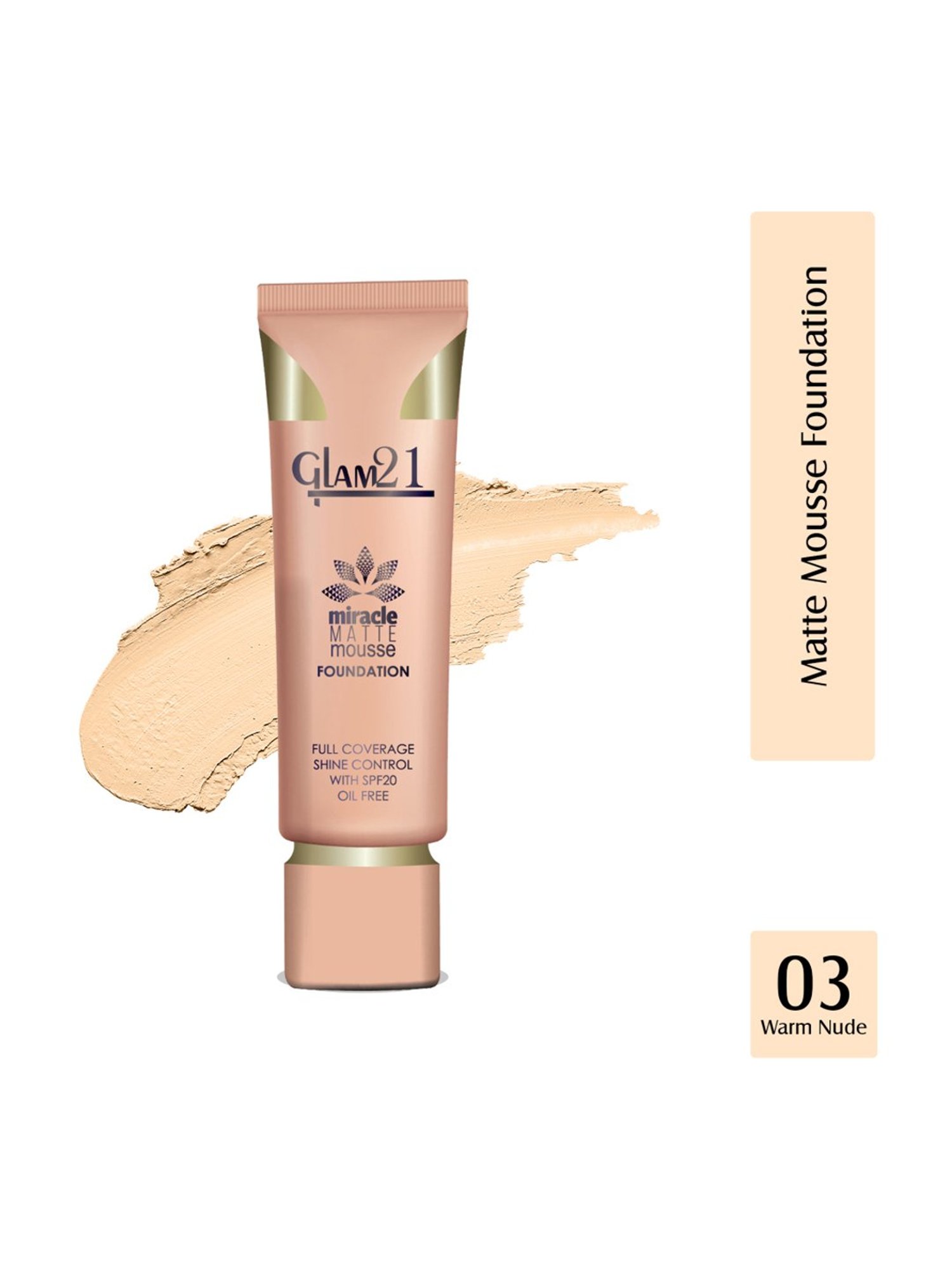 Glam21 Miracle Matte Mousse Foundation with SPF 20 03 Warm Nude - 35 gm