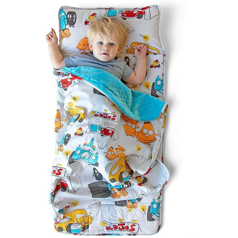 JumpOff Jo Toddler Nap Mat - Children's Sleeping Bag with Removable Pillow for Preschool, Daycare, and Sleepovers - 43 x 21 Inches - Jo's Garage