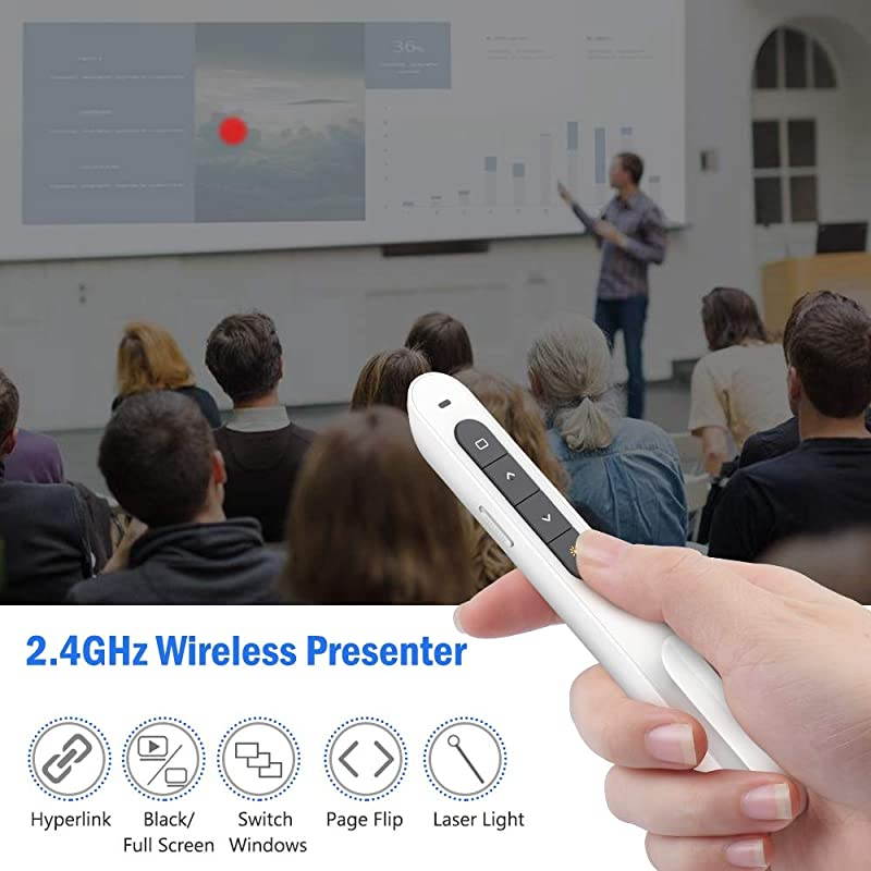 Wireless Presenter Hyperlink Volume Control Presenter RF 24GHz PowerPoint Clicker Presentation Remote Control
