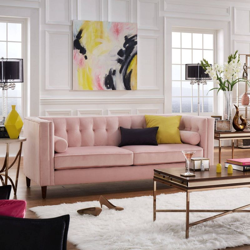 Karissa Velvet Sofa with Pillows Pink - Inspire Q