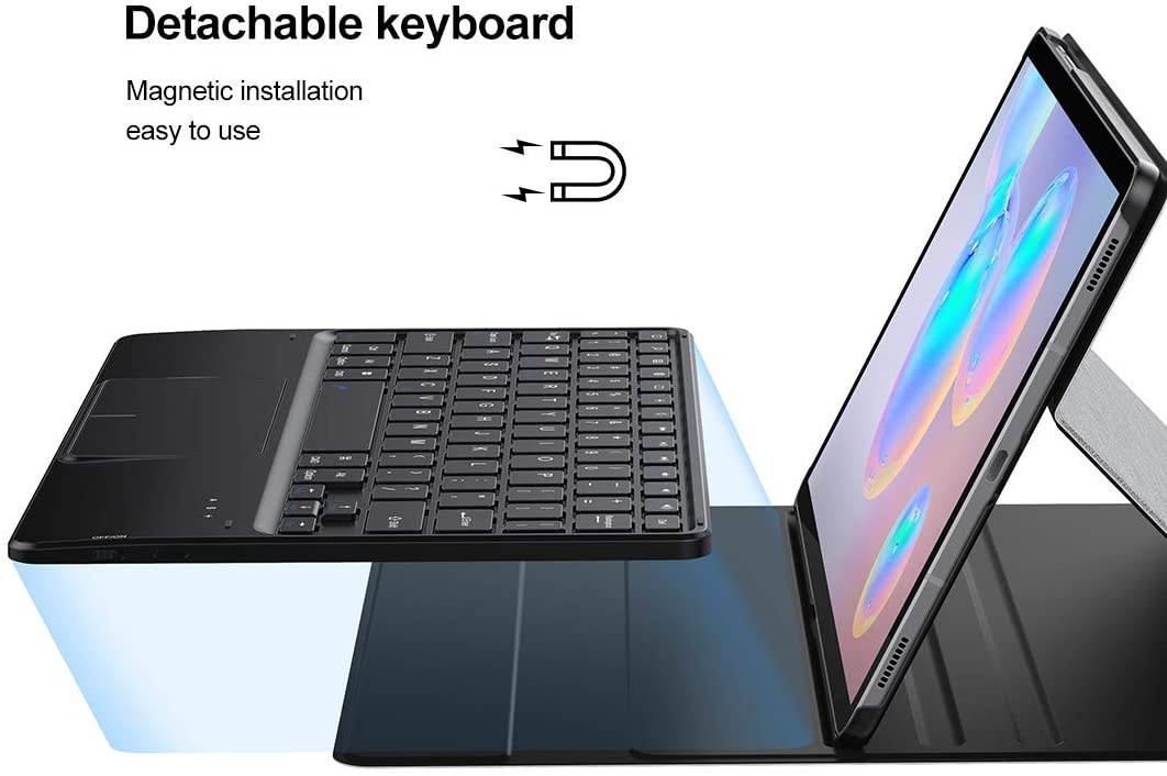 Feitenn Galaxy Tab S6 Keyboard Tab S6 Keyboard Case Laptop Touchpad Detachable Sleep/Wake Smart Tablet Cover Pencil Holder Stand Wireless Bluetooth Keyboard for Samsung Galaxy Tab S6 10.5 - Gray