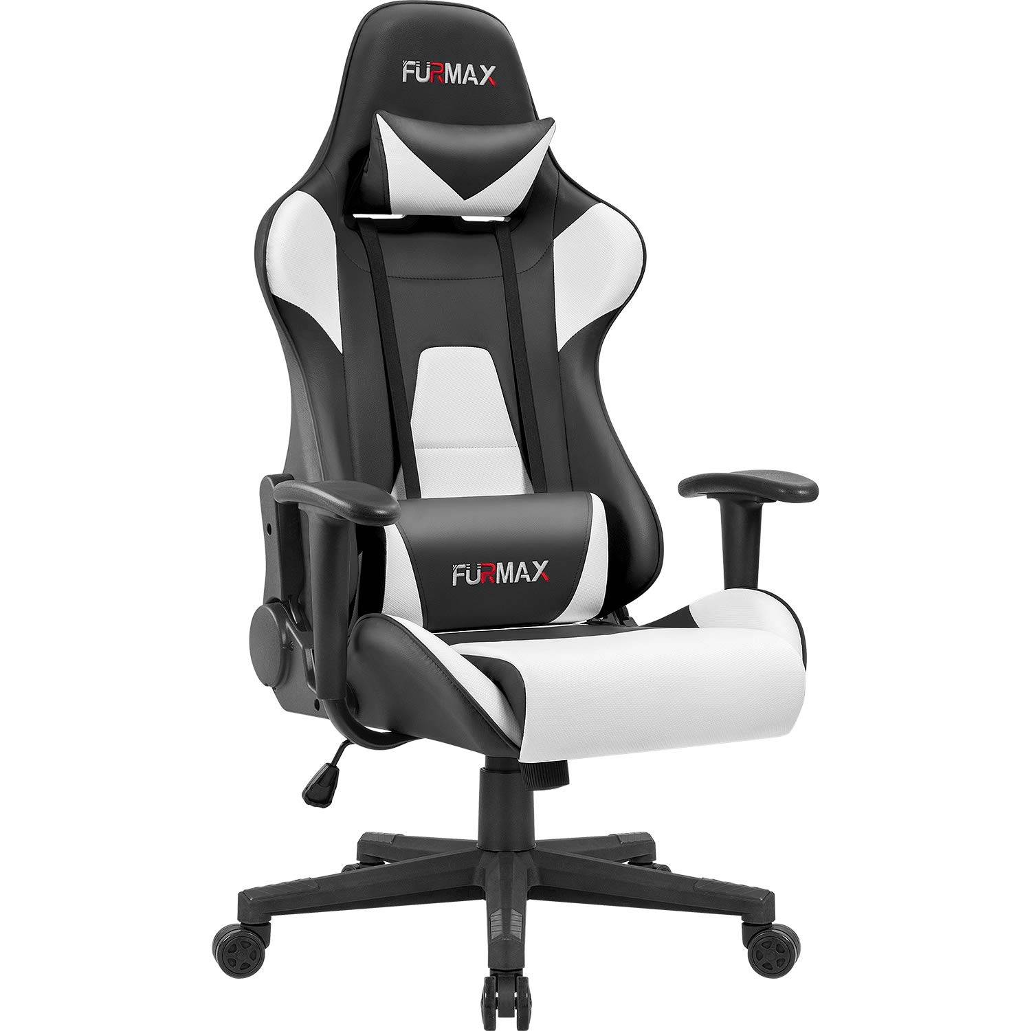 Furmax Gaming Office Chair Ergonomic High-Back Racing Style Adjustable Height Executive Computer Chair, PU Leather Swivel Desk Chair (Black/Grey)