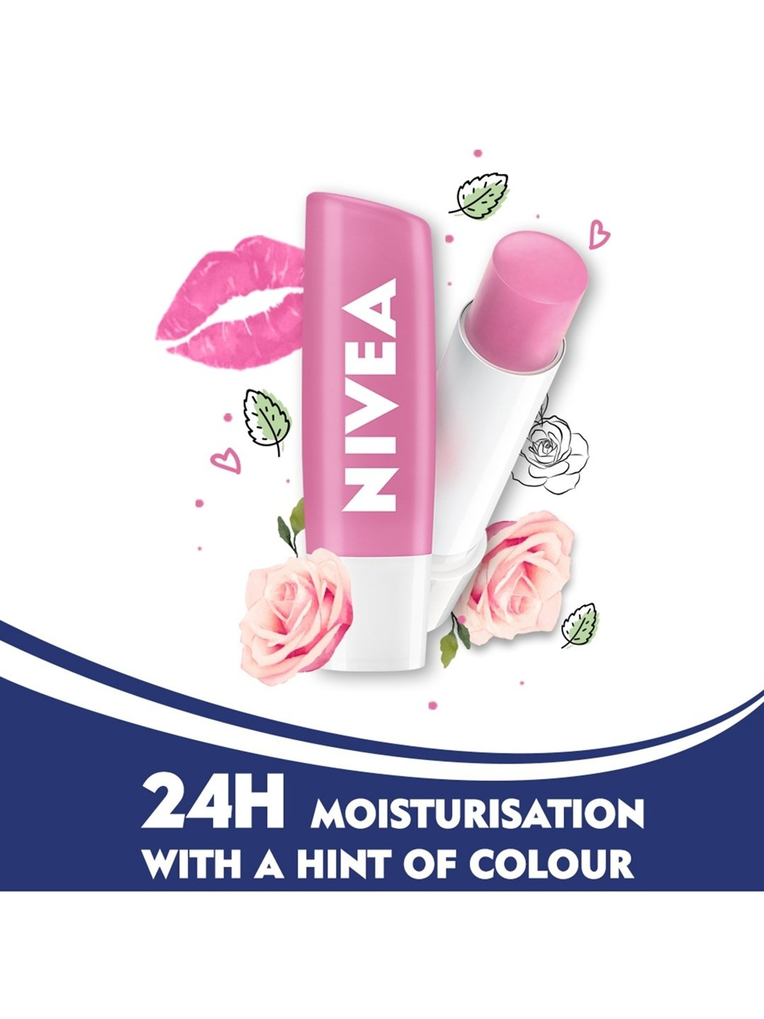 Nivea 24H Moisture Women Lip Balm Soft Rose - 4.8 gm